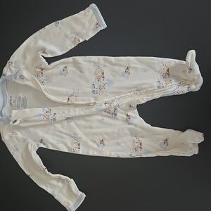 Carter's White and Blue Baby Footie. Dog Print. 2 Way Zipper.